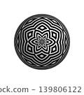 Radial Geometric 3D Pattern on Sphere. Decorative Ball. Radial Geometric 3D Pattern on Sphere. Decorative Ball. 139806122