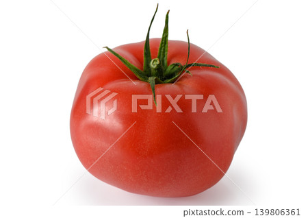Single Red Juicy Tomato Isolated on White Background Single Red Juicy Tomato Isolated on White Background 139806361
