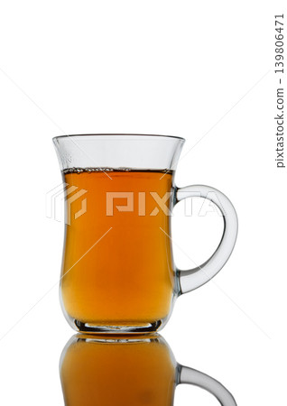 Glass Cup of Tea with Handle Isolated on White Background Glass Cup of Tea with Handle Isolated on White Background 139806471