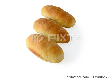 Latvian Pirozhki with Pork Fat Isolated on White Background Latvian Pirozhki with Pork Fat Isolated on White Background 139806472