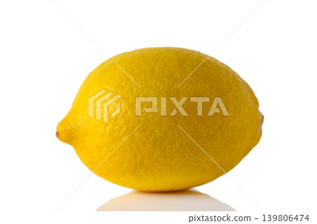 Whole Ripe Lemon Isolated on White Background with Copy Space Whole Ripe Lemon Isolated on White Background with Copy Space 139806474
