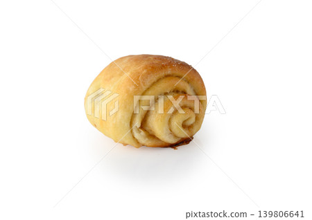 Homemade Cinnamon Sugar Roll Isolated on White Background Homemade Cinnamon Sugar Roll Isolated on White Background 139806641