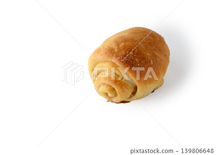 Single Cinnamon Sweet Bun on White Background Single Cinnamon Sweet Bun on White Background 139806648