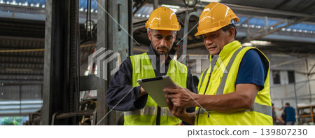 Workers Factory or Engineering work at factory site check up machine or products in site. Workers Factory or Engineering work at factory site check up machine or products in site. 139807230