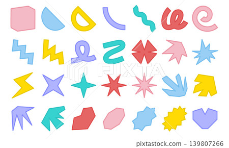 Abstract Shape Icon Set - Colored Outline 139807266