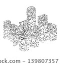 Building City Vector Modern city skyline silhouette with glowing digital elements and abstract geometric patterns creating futuristic urban building landscape on white background 139807357