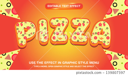Pizza editable vector text effect Pizza editable vector text effect 139807397