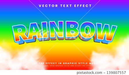 Rainbow 3d editable text effect Template Rainbow 3d editable text effect Template 139807557