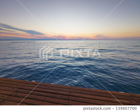 Mediterranean sunset view over Kemer sea horizon Mediterranean sunset view over Kemer sea horizon 139807700
