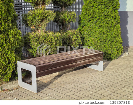 Modern Park Bench Side Profile Modern Park Bench Side Profile 139807818