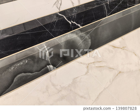 Black and White Marble Texture Porcelain Tiles 139807828