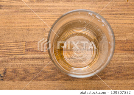 Empty Beer Glass on Wooden Table 139807882