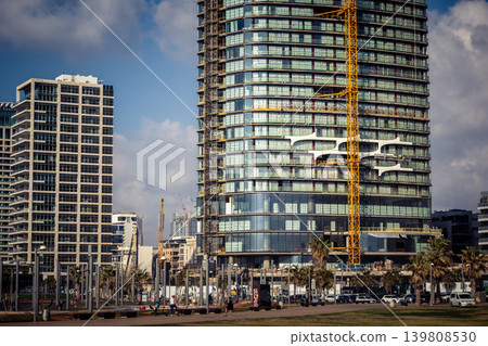 Street view of tel aviv showing the unique local architecture and urban landscape Street view of tel aviv showing the unique local architecture and urban landscape 139808530