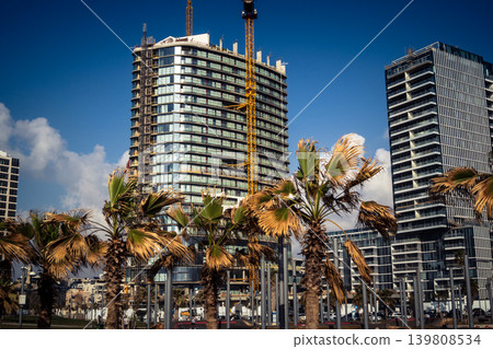 Street view of tel aviv showing the unique local architecture and urban landscape Street view of tel aviv showing the unique local architecture and urban landscape 139808534