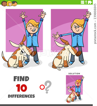 differences puzzle game with cute cartoon boy and his dog differences puzzle game with cute cartoon boy and his dog 139808845