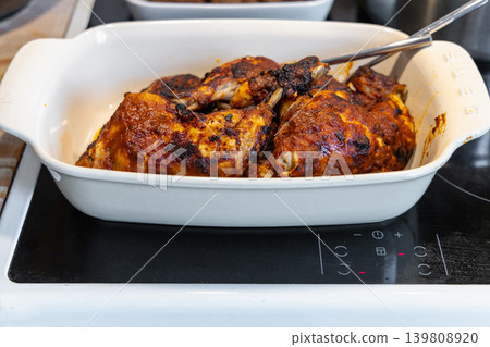 Roasted Chicken Legs Cooked In Kitchen Oven. Roasted Chicken Legs Cooked In Kitchen Oven. 139808920