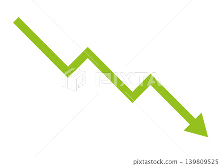 A simple green downward arrow graph icon representing decline or decrease. A simple green downward arrow graph icon representing decline or decrease. 139809525