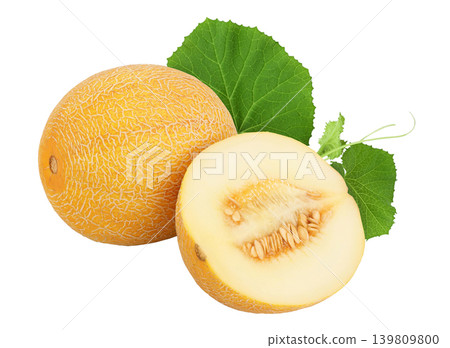 Melon with half isolated on white background with full depth of field Melon with half isolated on white background with full depth of field 139809800