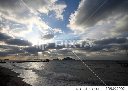 Seaside town of Turgutreis and spectacular sunsets Seaside town of Turgutreis and spectacular sunsets 139809902