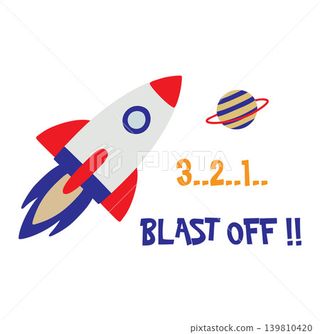 Space rocket launching countdown blast off concept 139810420
