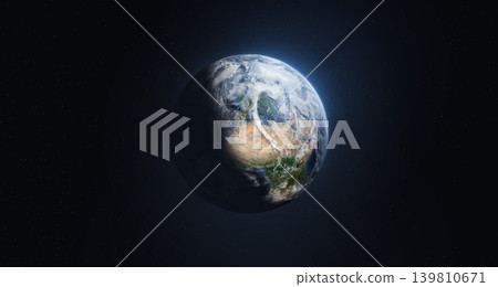 Earth globe on dark space background. Earth sphere. 139810671