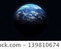 Earth in space. The surface of planet Earth with oceans and clouds. 139810674