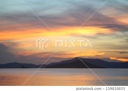 Seaside town of Turgutreis and spectacular sunsets Seaside town of Turgutreis and spectacular sunsets 139810833