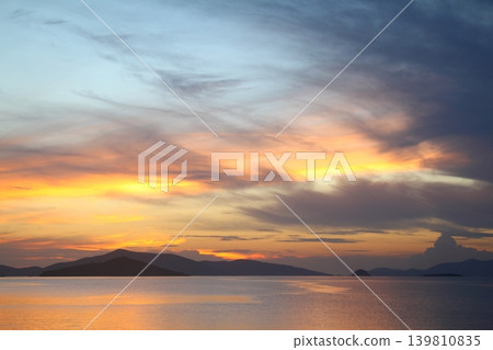 Seaside town of Turgutreis and spectacular sunsets Seaside town of Turgutreis and spectacular sunsets 139810835