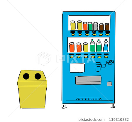 Vending machine & trash can - vivid & pop colors | Hand-drawn, vector illustration Vending machine & trash can - vivid & pop colors | Hand-drawn, vector illustration 139810882