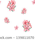 Seamless pattern with flowers. Watercolor abstract bright summer pink flowers. Isolated objects on white background. Ornament for wallpaper, wrapping paper, textile 139811070