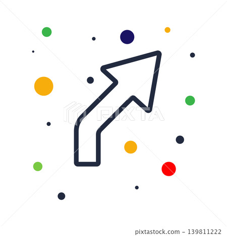 Upward arrow icon with colorful dots on white background direction progress Upward arrow icon with colorful dots on white background direction progress 139811222