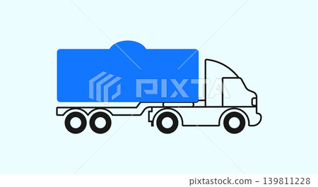 Outline illustration of a tanker truck with blue tank flat design digital Outline illustration of a tanker truck with blue tank flat design digital 139811228