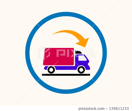 Delivery truck icon in circle with arrow for shipping and return service symbol Delivery truck icon in circle with arrow for shipping and return service symbol 139811233