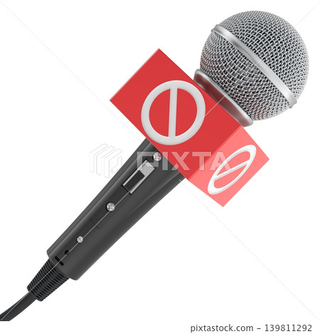 Microphone with censorship ban symbol, 3d rendering 139811292
