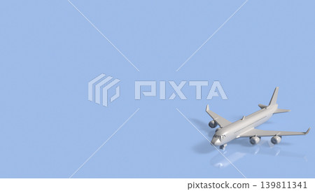 Minimalist Airplane On Blue Horizon 3d render. Minimalist Airplane On Blue Horizon 3d render. 139811341