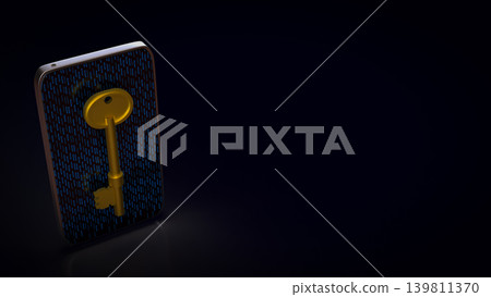 Secure Mobile Data Access Key 3d render. 139811370