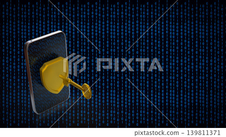 Mobile Data Security Unlock Concept 3d render. Mobile Data Security Unlock Concept 3d render. 139811371
