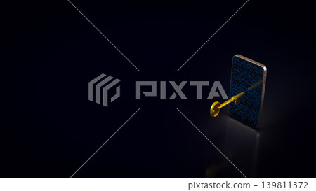 Digital Mobile Security Access Key 3d render. 139811372