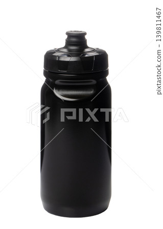 Close-up of a black reusable sports water bottle Close-up of a black reusable sports water bottle 139811467
