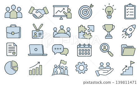 Business and teambuilding. Vector collection of doodle icons Business and teambuilding. Vector collection of doodle icons 139811471