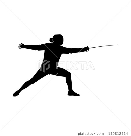Silhouette of a female fencer, alpha channel Silhouette of a female fencer, alpha channel 139812314