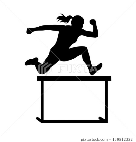 Silhouette of a woman running hurdles, alpha channel Silhouette of a woman running hurdles, alpha channel 139812322