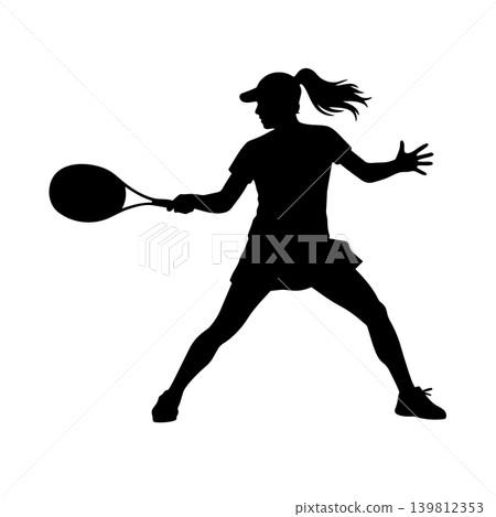 女網球選手的剪影,透明通道 女網球選手的剪影,透明通道 139812353