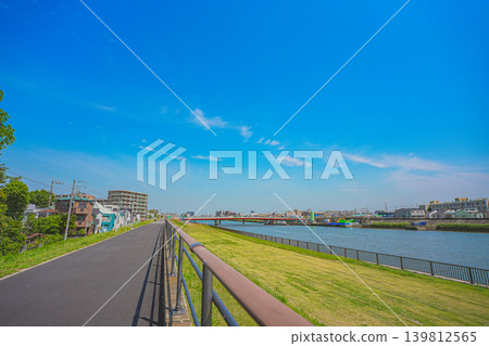 晴朗藍天下的葛飾奧藤風景。 139812565