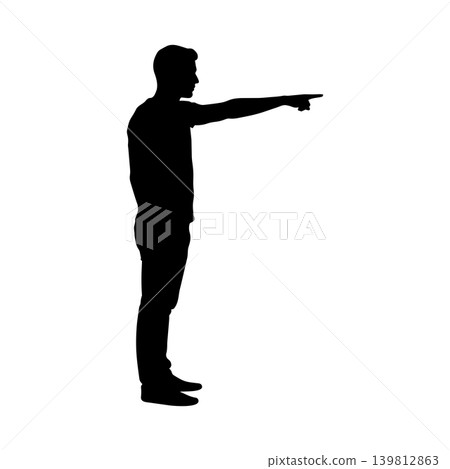 Silhouette of a man pointing his finger, alpha channel Silhouette of a man pointing his finger, alpha channel 139812863