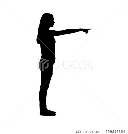 Silhouette of a woman pointing her finger, alpha channel Silhouette of a woman pointing her finger, alpha channel 139812864