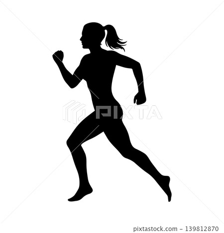 奔跑女性的剪影,Alpha通道 奔跑女性的剪影,Alpha通道 139812870
