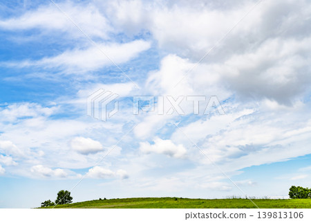 Blue sky and clouds and prairie Blue sky and clouds and prairie 139813106