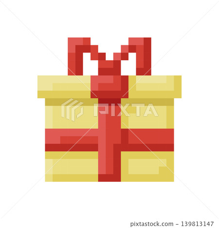 Gift box for Christmas and New Year Celebration, icon in 8 bit style Gift box for Christmas and New Year Celebration, icon in 8 bit style 139813147