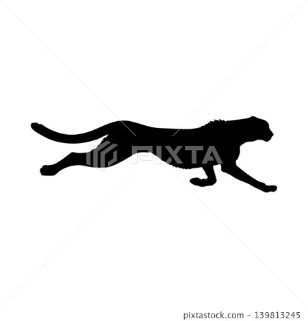 Silhouette of a running cheetah, alpha channel 139813245